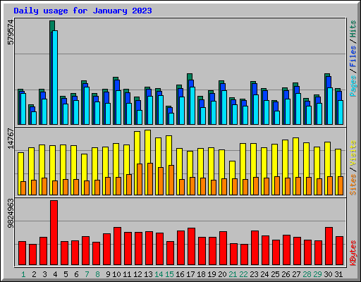 Daily usage for January 2023